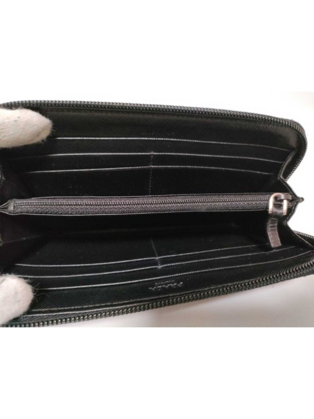 Prada Wallet Triangle Logo Black Nylon Silver - Picture 9 of 10